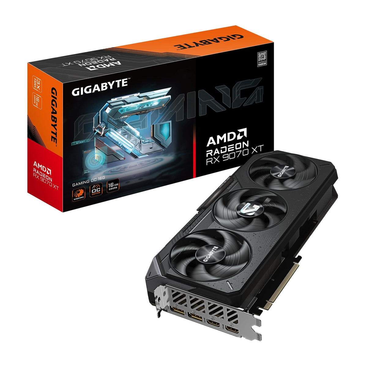 Gigabyte AMD Radeon RX 9070 XT GAMING OC 16GB GDDR6 Graphics Card, 4096 Streams, 2520 MHz Core Clock, Triple Fan, RGB, 2x DisplayPorts / 2x HDMI Ports