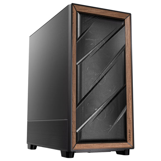 Antec FLUX SE Mid Tower Gaming Case, 1 x USB Type-C / 2 x USB 3.0, Metal Mesh with Walnu tWood Accents, 3 x Pre-Installed High-performance PWM Fans, E-ATX (=330mm), ATX, Micro-ATX, ITX Compatible