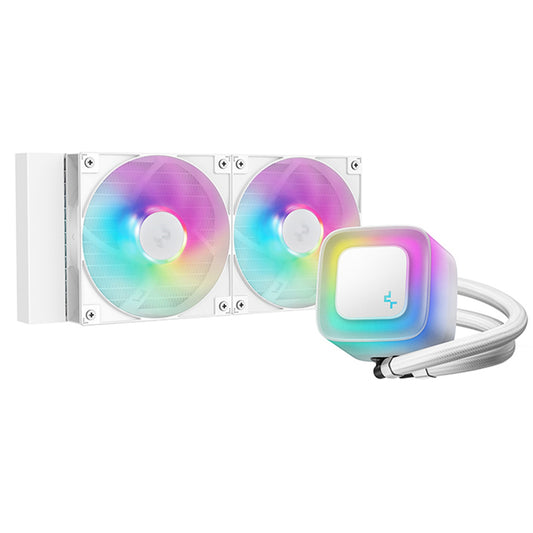 DeepCool LE240 V2 White 240mm Liquid CPU Cooler, Dual 120mm ARGB Fans, Anti-Leak Tech, Quiet Pump, High Performance for Intel & AMD Sockets