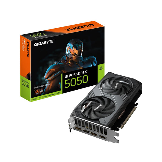 Gigabyte NVIDIA GeForce RTX 5050 WINDFORCE OC 8GB GDDR6 Graphics Card, 2560 CUDA Cores, 2587 MHz Core Clock, Dual Fan, 2x DisplayPorts / 2x HDMI Ports