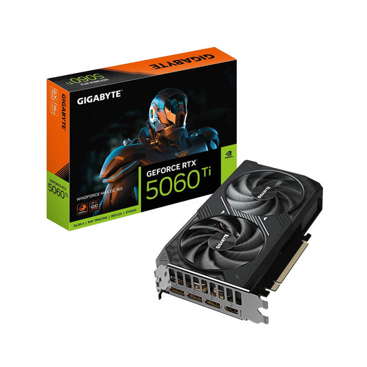 Gigabyte NVIDIA GeForce RTX 5060 Ti WINDFORCE MAX OC 16GB GDDR7 Graphics Card, 4608 CUDA Cores, 2587 MHz Core Clock, Dual Fan, 3x DisplayPorts / 1x HDMI Port