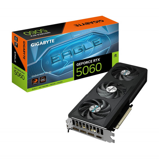 Gigabyte NVIDIA GeForce RTX 5060 EAGLE MAX OC 8GB GDDR7 Graphics Card, 3840 CUDA Cores, 2550 MHz Core Clock, Triple Fan, 3x DisplayPorts / 1x HDMI Port