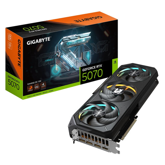 Gigabyte NVIDIA GeForce RTX 5070 GAMING OC 12GB GDDR7 Graphics Card, 6144 CUDA Cores, 2625 MHz Core Clock, Triple Fan, RGB, 3x DisplayPorts / 1x HDMI Port