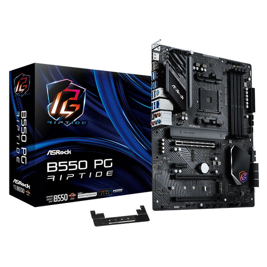 ASRock B550 PG RIPTIDE AMD AM4 Socket Motherboard, ATX, 4x DDR4 Slots, 2x M.2 Sockets, 2.5GbE LAN, 1x HDMI Port
