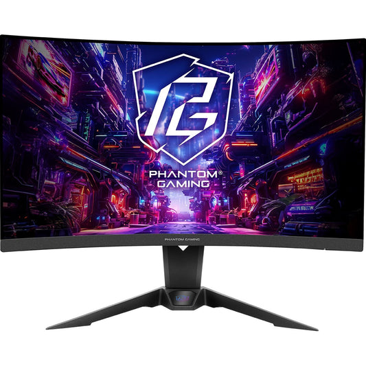 ASRock Phantom Gaming PG27QRT2A 27 Inch QHD (2560 x 1440) Curved (1500R) VA Gaming Monitor, 180Hz 1ms (MPRT) Response Time, 2 x HDMI 2.0, 1 x DisplayPort 1.4, with Speakers, Integrated Wi-Fi Antena (Compatible with Wi-Fi 4/5/6/6E/7)