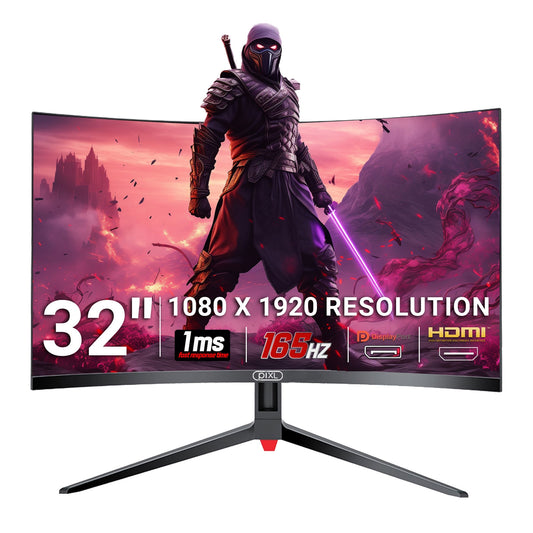 piXL CM32GF5 32 Inch 165Hz HDR Full HD Curved Gaming Monitor with AMD FreeSync & Nvidia G-Sync, 1920 x 1080 Resolution, 1ms Response Time, DisplayPort, HDMI & VESA Mount