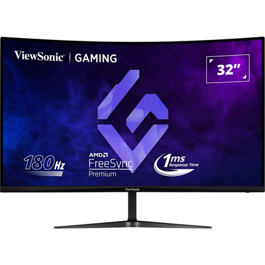 Viewsonic VX3218C-2K 32 Inch Curved Gaming Monitor, QHD, 180Hz, Freesync, 2xHDMI, DisplayPort, 1ms VESA, Speakers