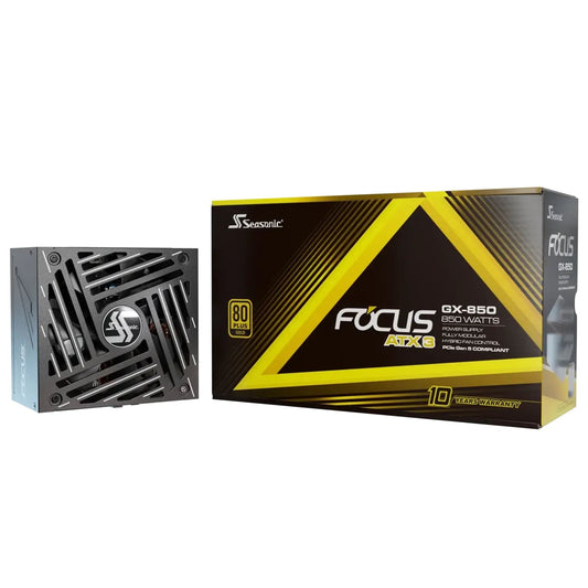 Seasonic FOCUS GX V4 850W 80 PLUS Gold ATX 3.1 Modular PSU with 135mm FDB Fan, OptiSink & 10 Year Warranty, Black