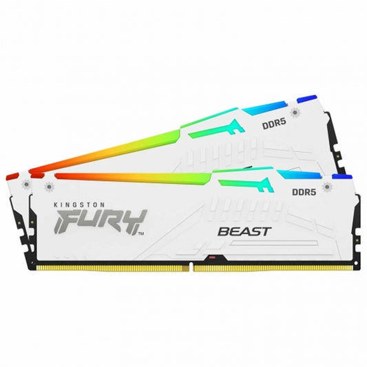 Kingston FURY Beast KF560C36BWEAK2-64 64GB (2x 32GB) U-DIMM System Memory, 6000MHz, DDR5, CL36, White, RGB, Intel XMP, AMD EXPO